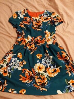 Vince Camuto Dark Teal Dress with Flowers